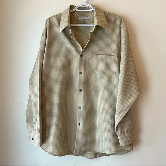 Lightweight soft dress shirt button up plaid size large office casual work - Picture 1 of 8